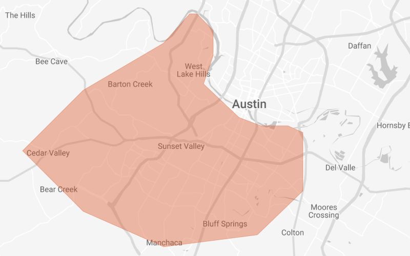 A map of Austin with South Austin highlighted.